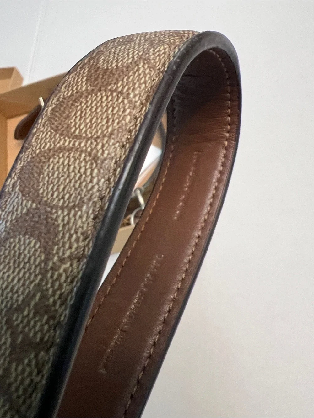COACH LOGO LARGE DOG CANINE LEASH 1” WIDE AND COLLAR SET BROWN LEATHER